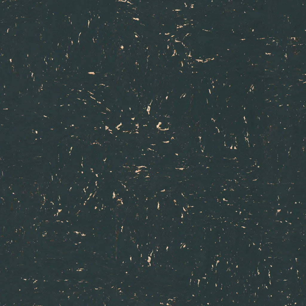 York Wallcoverings Caldera Cork wallpaper pattern swatch in deep green and cork.