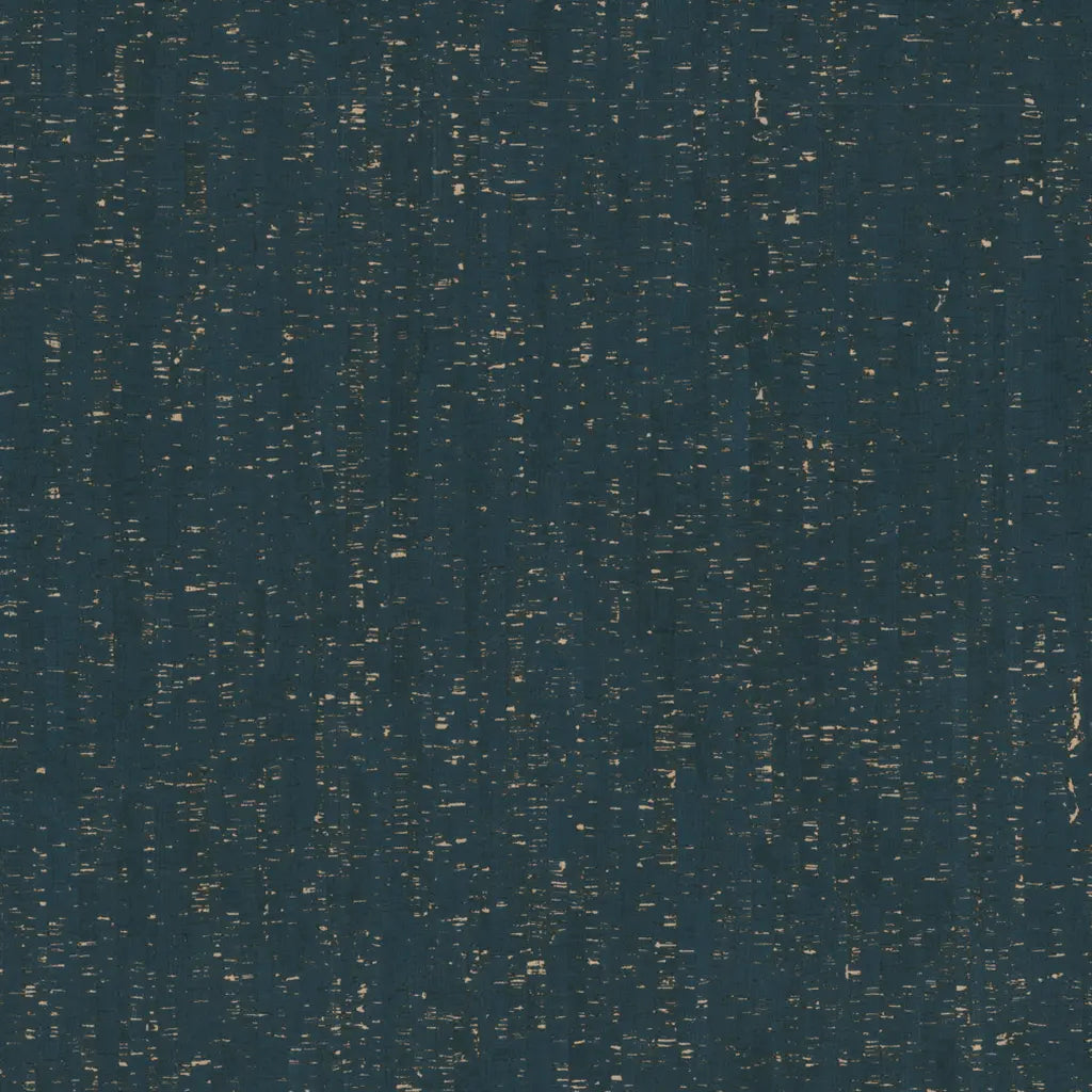 York Wallcoverings Caldera Cork wallpaper pattern swatch in Teal and Tan.