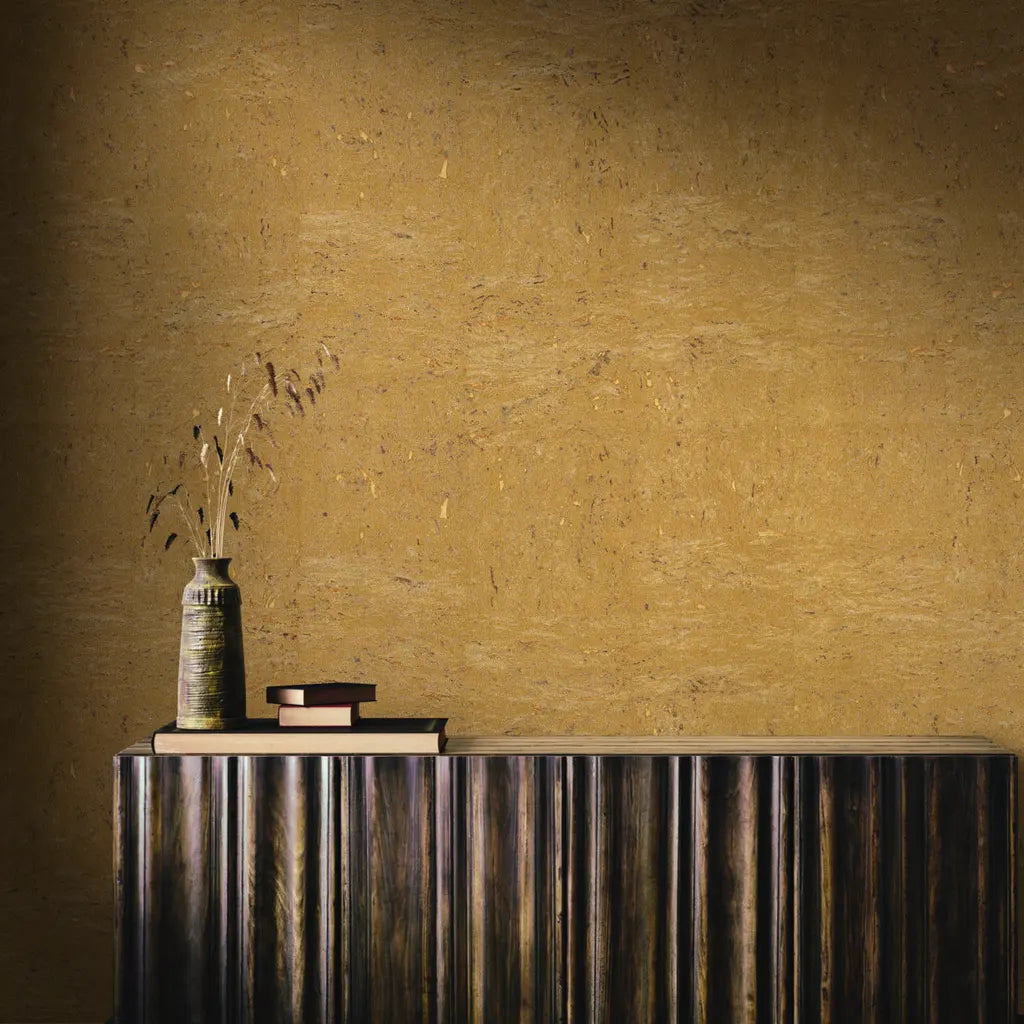 Interior showcasing Tan Caldera Cork wallpaper by York Wallcoverings, adding natural texture to the room.