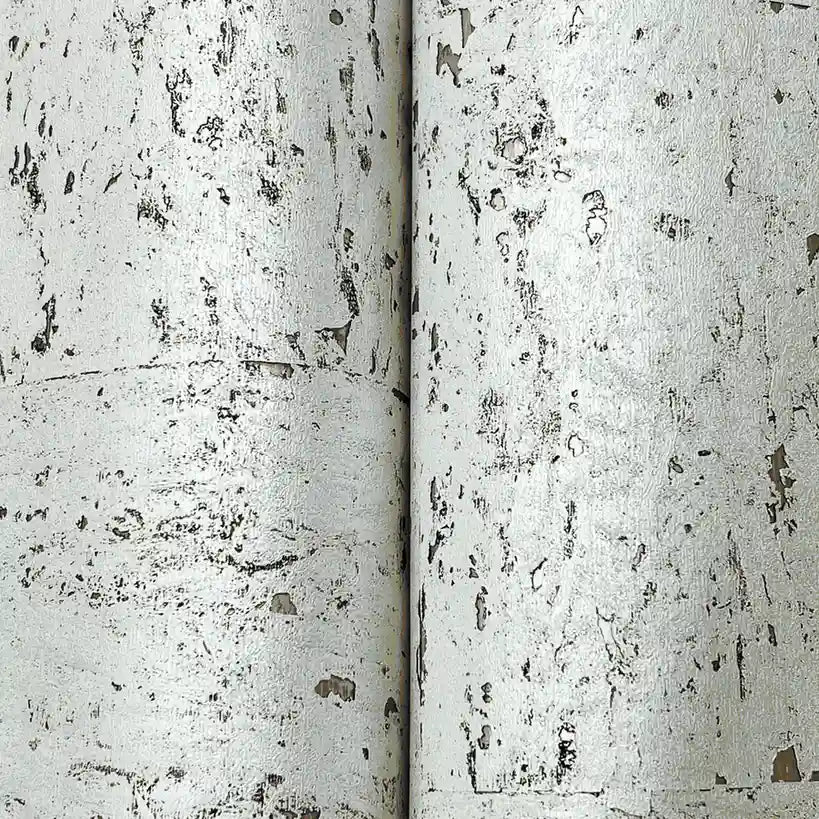 Close-up of Caldera Cork wallpaper by York Wallcoverings in Warm White, highlighting its subtle, natural cork texture.