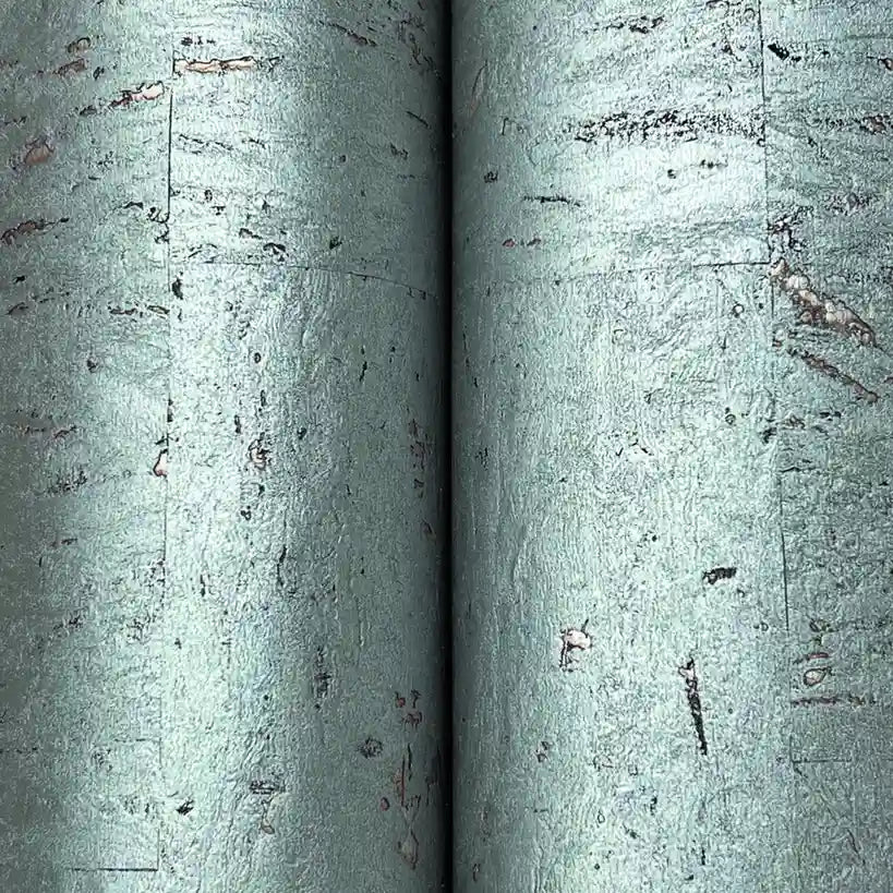 Close-up of York Wallcoverings' Caldera Cork wallpaper in Cool Grey, highlighting its natural, intricate texture.