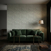 Living Room - Serene living area showcasing "Chatsworth Garden" wallpaper in Blue, White by York Wallcoverings.
