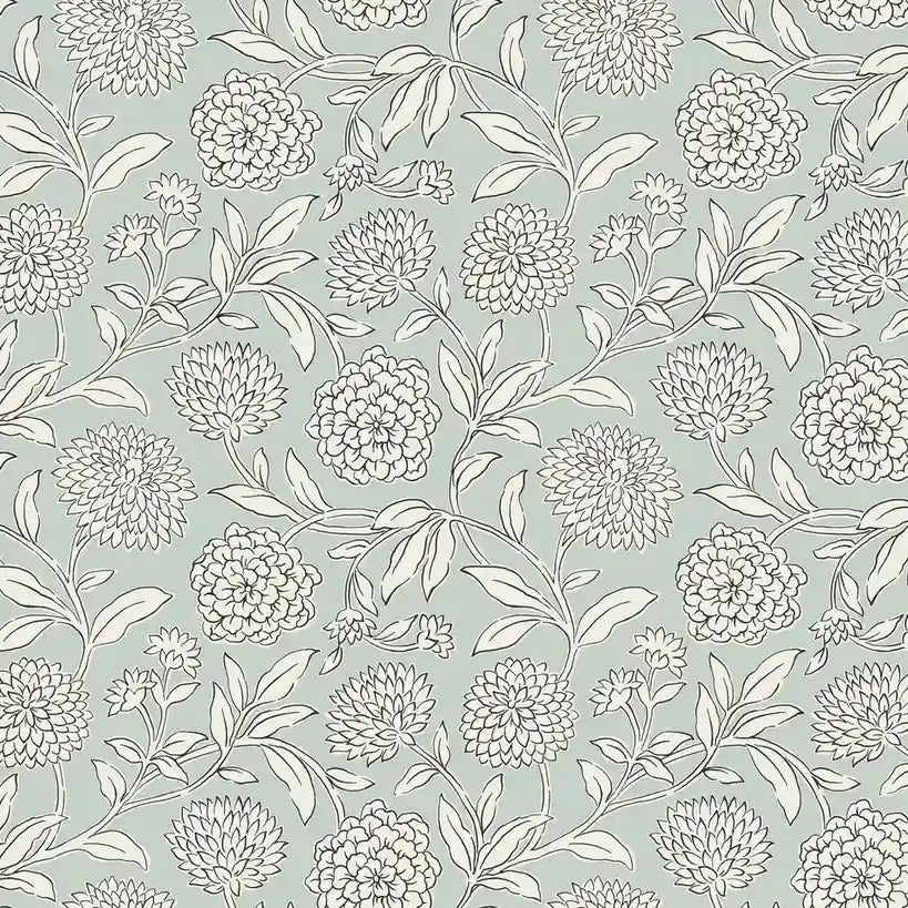 Chatsworth Garden wallpaper pattern swatch in Blue, White by York Wallcoverings (SKU VP1361), showcasing a classic garden-inspired design.