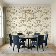Dining Room - Elegant dining room showcasing Cillian wallpaper in Green, Purple, Cream by York Wallcoverings.