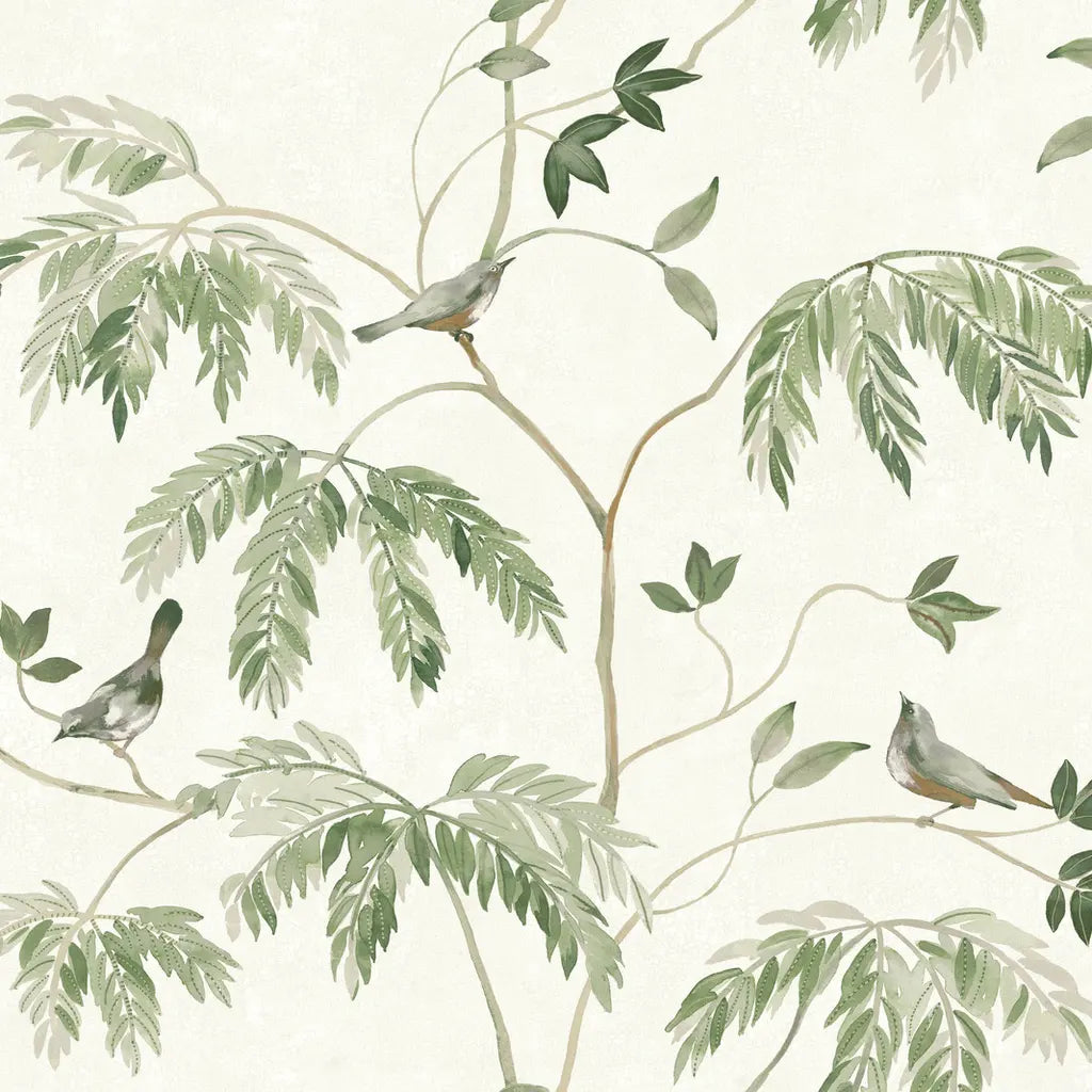 York Wallcoverings Cillian wallpaper pattern swatch in sage, green, and white (SKU LL3251).