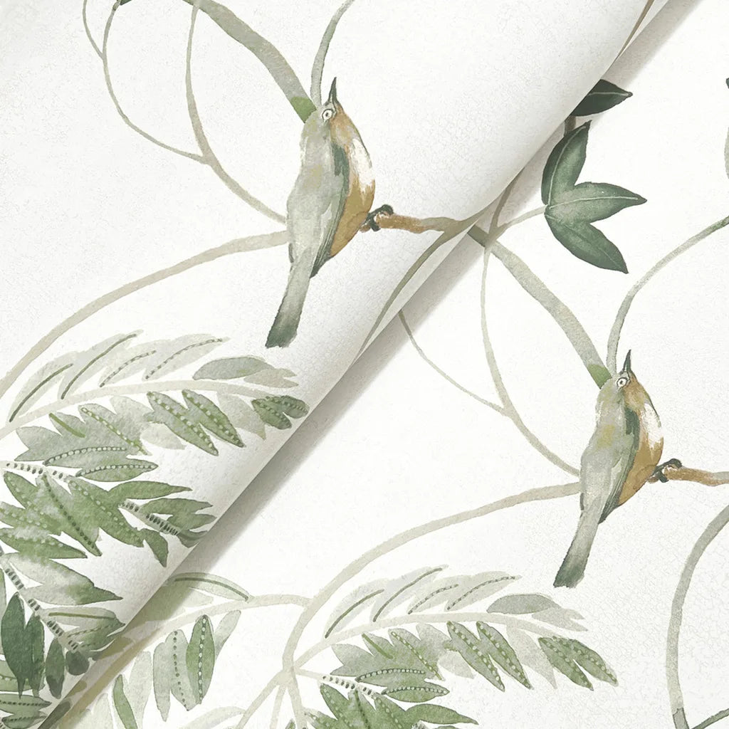 Close-up texture of Cillian wallpaper by York Wallcoverings in Sage, Green, White, highlighting its intricate material detail.