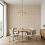 Dining Room - Colbert Stripe wallpaper in Tan, Cream, Gold by York Wallcoverings adds sophisticated warmth to this elegant dining space.