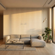 Living Room - Cream, White Colbert Stripe wallpaper by York Wallcoverings enhances this stylish living room's decor.