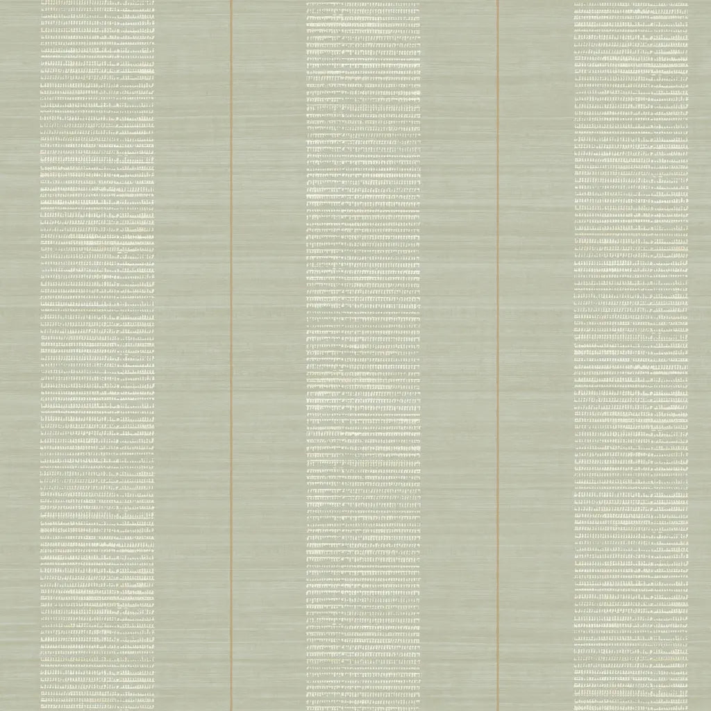 Colbert Stripe wallpaper pattern swatch in Sage, Cream, Gold by York Wallcoverings, SKU LL3206.