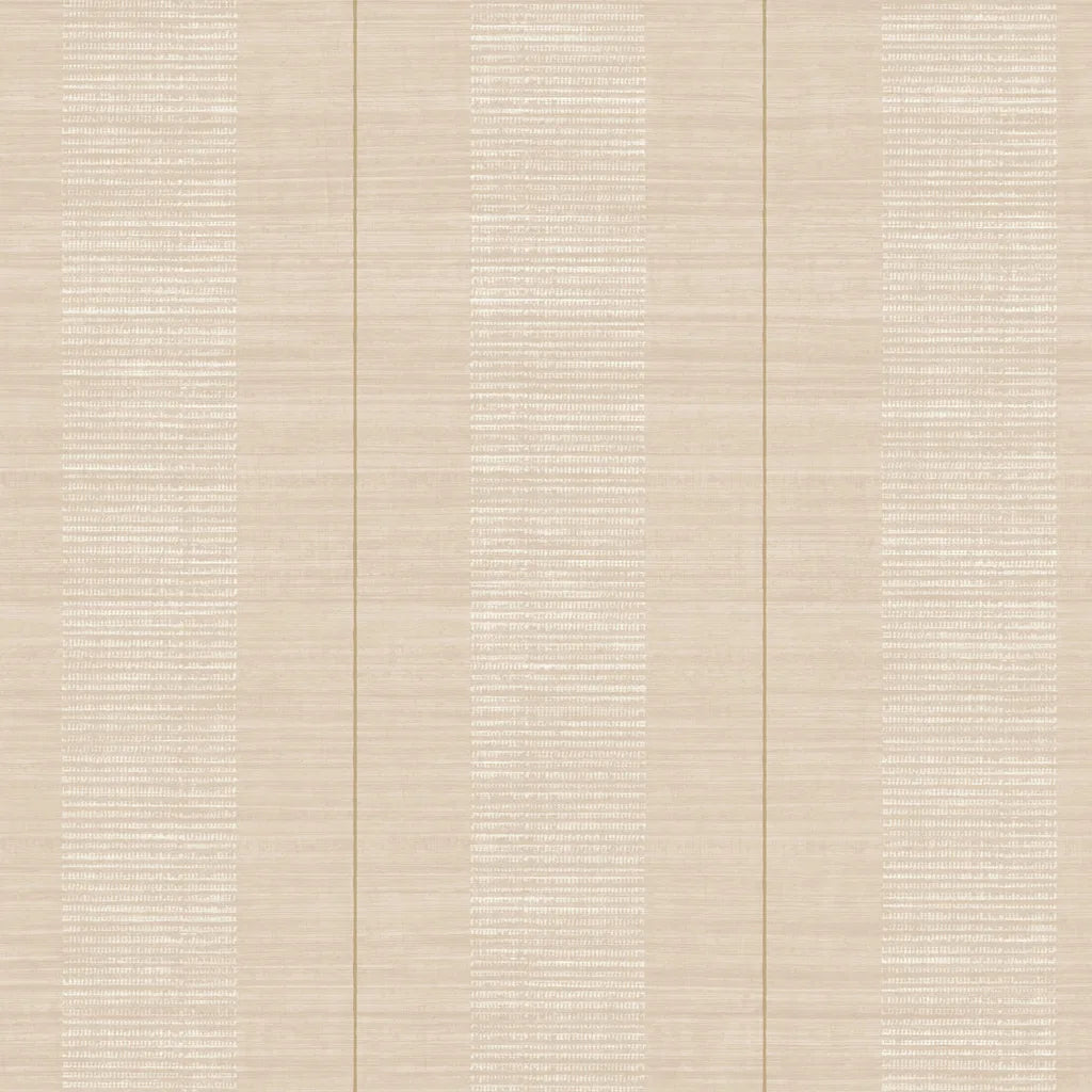 York Wallcoverings Colbert Stripe wallpaper pattern swatch in Tan, Cream, and Gold (SKU LL3208).