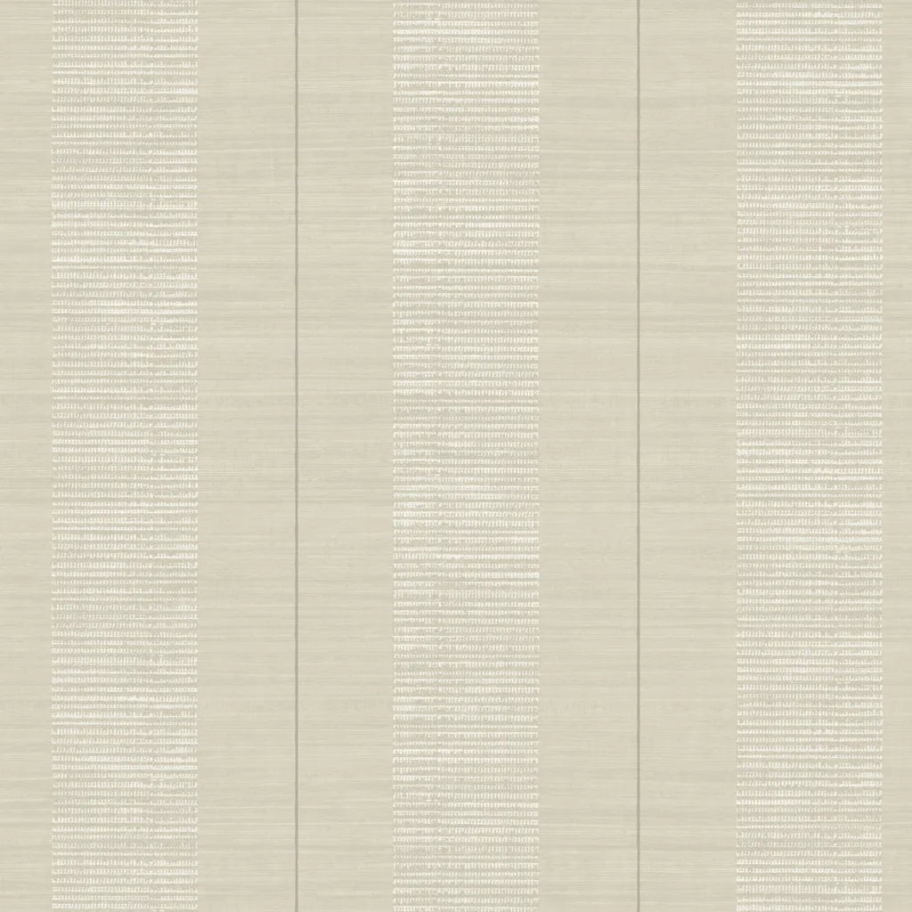 York Wallcoverings' Colbert Stripe wallpaper pattern swatch in a sophisticated linen and cream striped design.