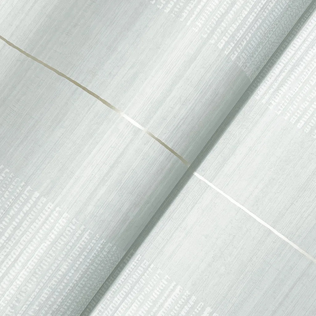 Close-up texture detail of York Wallcoverings' Colbert Stripe wallpaper in Mint and Cream.