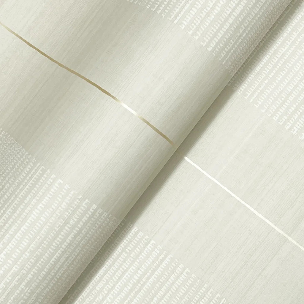 White and Cream Colbert Stripe wallpaper by York Wallcoverings, a close-up detail highlighting its elegant texture.