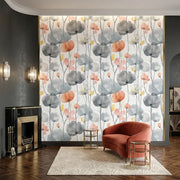 Living Room - Stylish living room featuring "Cotswolds Poppies" wallpaper in Grey and Peach by York Wallcoverings.