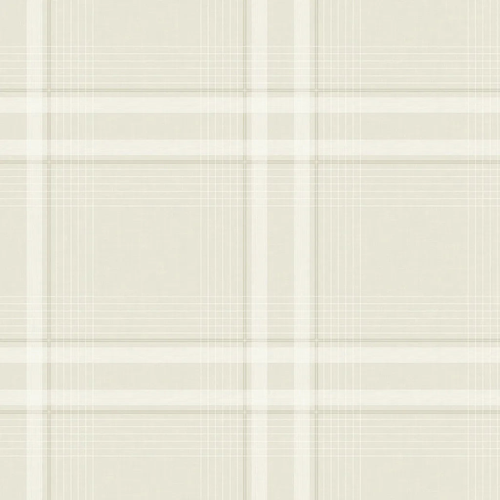 Country Club Plaid wallpaper pattern swatch in Warm Ivory by York Wallcoverings (SKU 4211-83568).