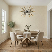 Dining Room - Elegant dining space featuring Warm Ivory Crystal Cloud wallpaper from York Wallcoverings.