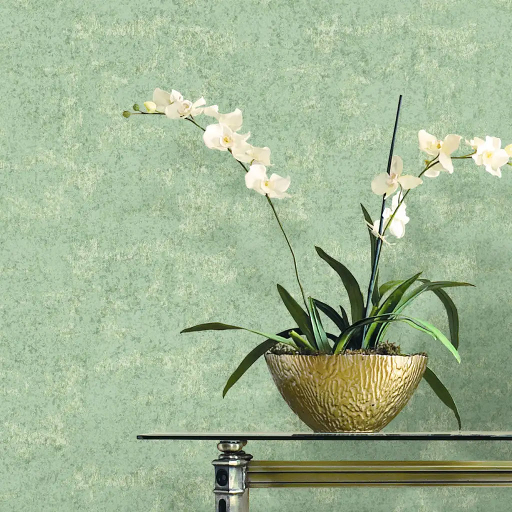 Elegant entryway showcasing 'Crystal Cloud' Grey-Green wallpaper by York Wallcoverings, creating a serene and inviting first impression.