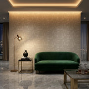 Living Room - Elegant space featuring "Crystal Cloud" wallpaper in Warm Ivory by York Wallcoverings, creating a serene and stylish atmosphere.