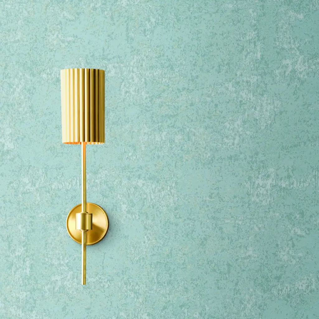 Elegant interior showcasing "Crystal Cloud" wallpaper in Dusty Blue by York Wallcoverings.