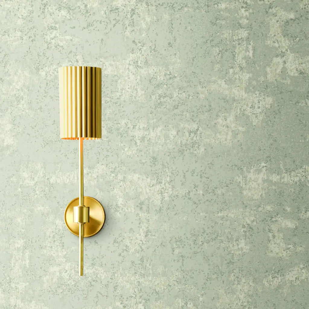 Elegant interior features Crystal Cloud wallpaper in Greige by York Wallcoverings, adding subtle texture to modern decor.