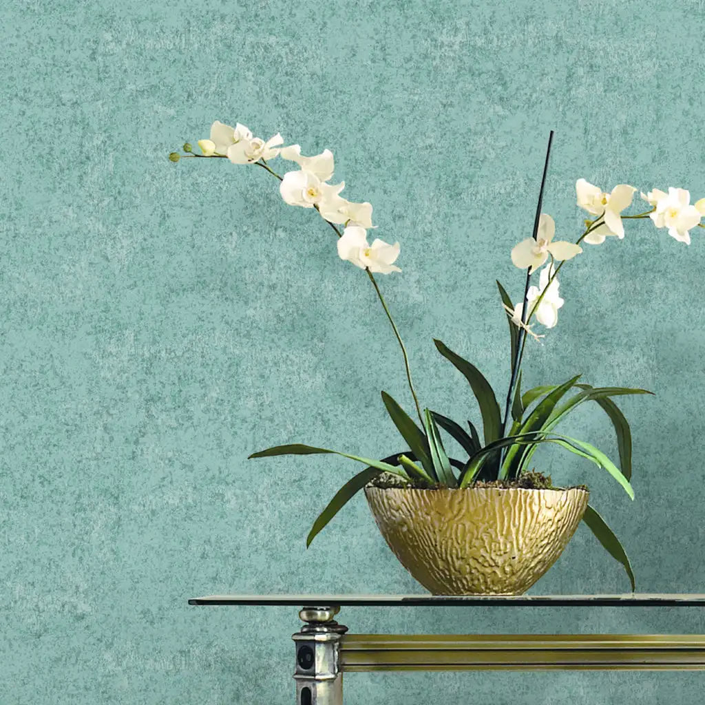 Interior photo showcasing Dusty Blue Crystal Cloud wallpaper by York Wallcoverings, adding a serene touch to the room.