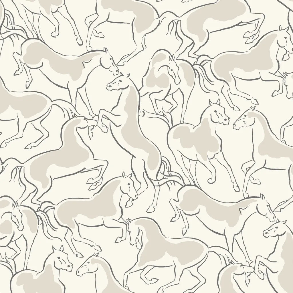 Dressage wallpaper pattern swatch by York Wallcoverings in Cream and Beige, SKU 4211-83505.