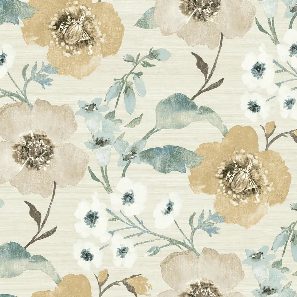 Gold, Taupe, and Cream Evelyn wallpaper pattern swatch by York Wallcoverings (SKU LL3204).
