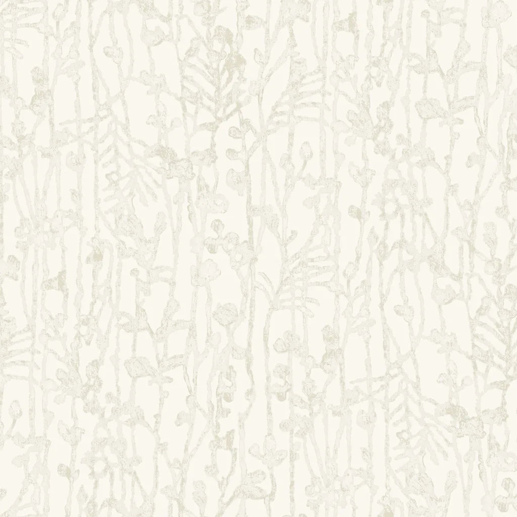 Filigree wallpaper pattern swatch in Champagne by York Wallcoverings, SKU VR1558.