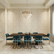 Dining Room - Cream Beige Ginkgo Silhouette wallpaper from York Wallcoverings creates an elegant, nature-inspired dining space.