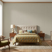 Bedroom - Stylish bedroom featuring Harrington Plaid wallpaper in a light beige plaid pattern by York Wallcoverings.