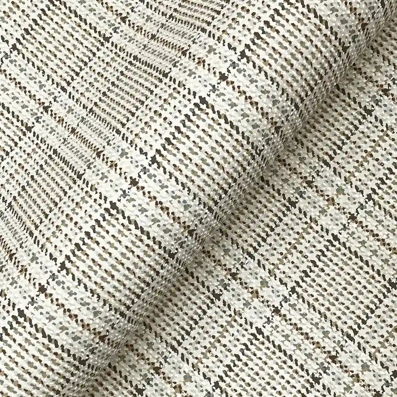 Close-up texture of York Wallcoverings' Harrington Plaid wallpaper in Light Beige Plaid.