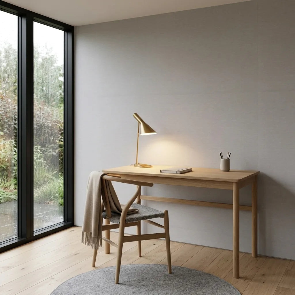 Home Office - Modern workspace featuring Hempfield Weave light grey wallpaper by York Wallcoverings for a stylish, functional design.