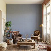 Living Room - featuring Hempfield Weave wallpaper in Slate Blue by York Wallcoverings, creating a serene and stylish space.