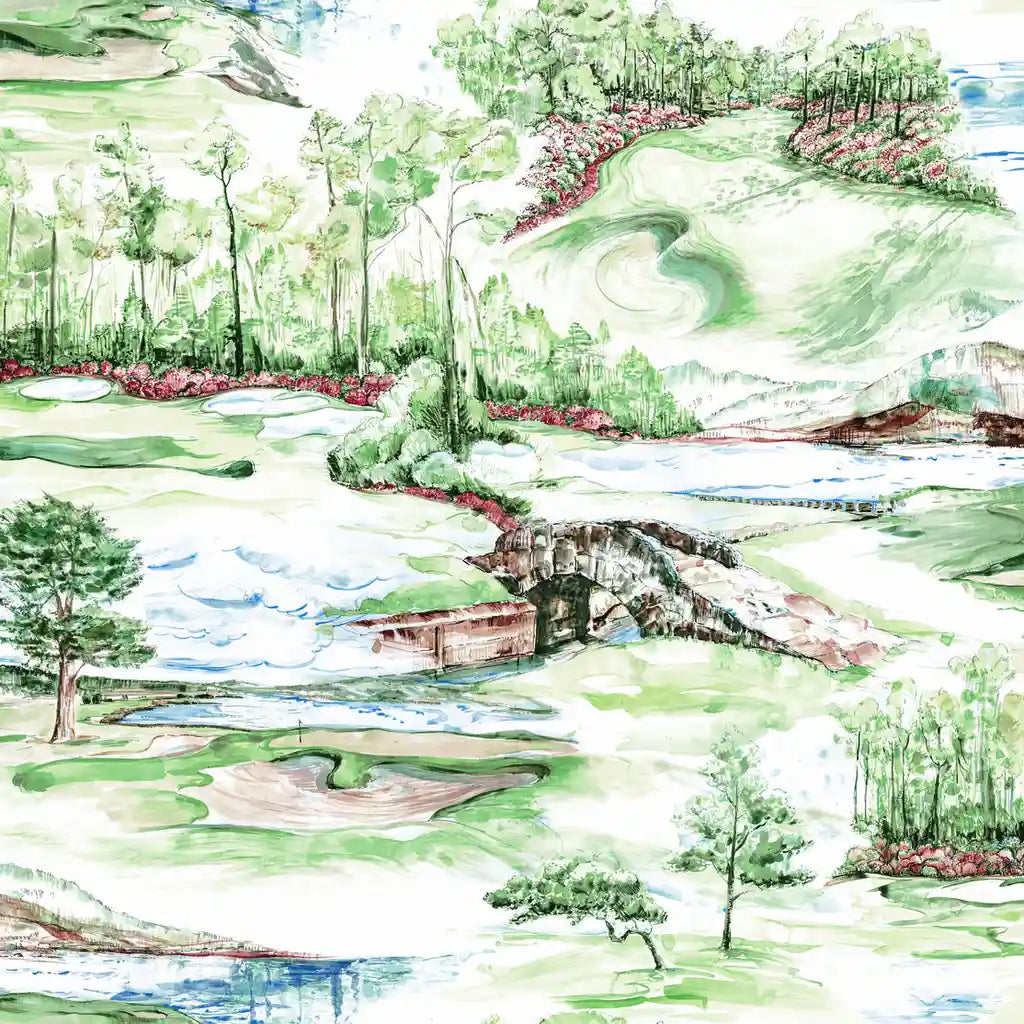 Green and white Hole In One wallpaper pattern swatch by York Wallcoverings (SKU 4211-83552).