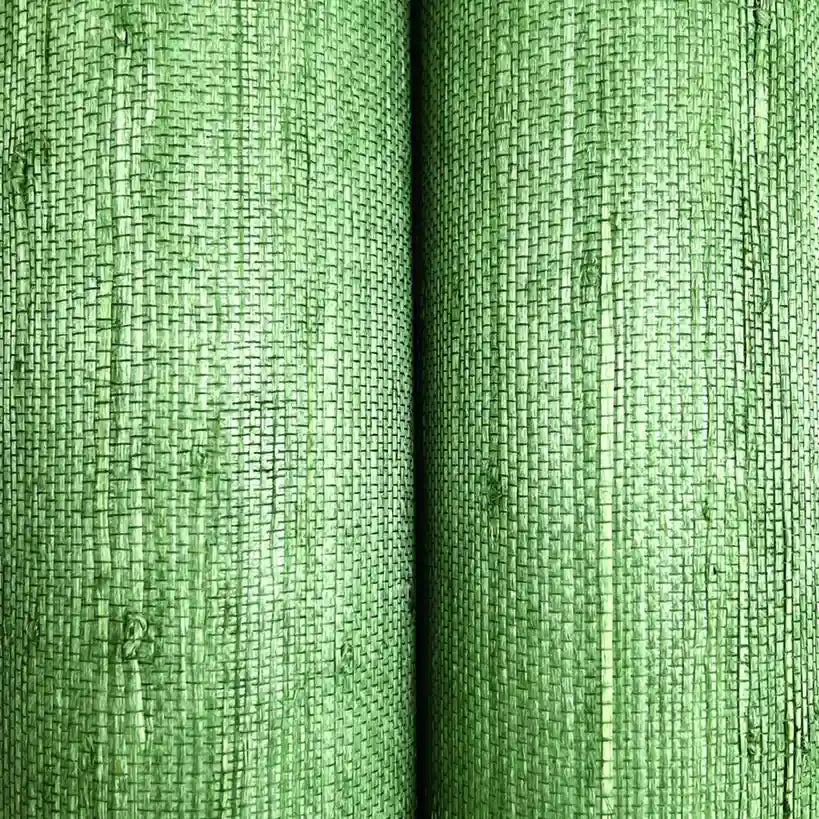 Close-up of Sage Green Horizontal Jute wallpaper texture detail by York Wallcoverings.