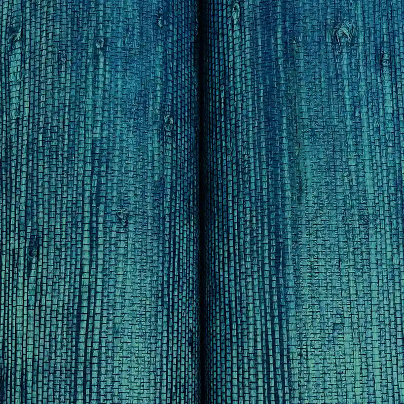 Close-up texture of York Wallcoverings' Dark Teal Horizontal Jute wallpaper, highlighting its natural fibers and woven pattern.
