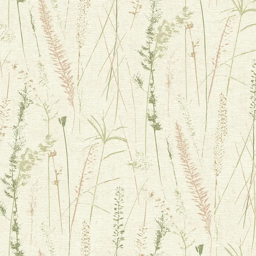 Meadow Splendor wallpaper pattern swatch by York Wallcoverings (SKU LL3238) showcasing a delicate floral design in pink, green, and cream colors.
