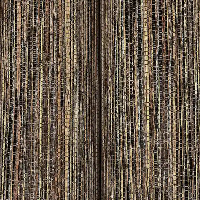 Close-up detail of Misty Hemp wallpaper texture in Brown and Charcoal by York Wallcoverings, highlighting its natural fibers.