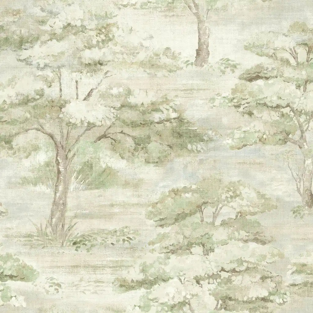 York Wallcoverings Moreno wallpaper pattern swatch in Green, Cream, SKU LL3224.
