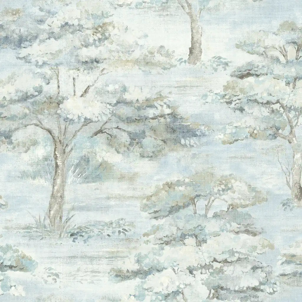 Moreno wallpaper pattern swatch in Blue, Grey, Cream by York Wallcoverings, SKU LL3226.