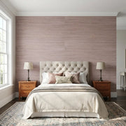 Bedroom - Stylish bedroom featuring 'Multicolored Hemp' wallpaper in Lavender by York Wallcoverings, creating a serene and modern space.
