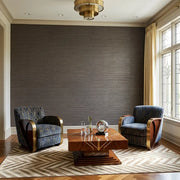 Living Room - Multicolored Hemp wallpaper in brown and grey by York Wallcoverings adds natural texture and warmth to this stylish space.
