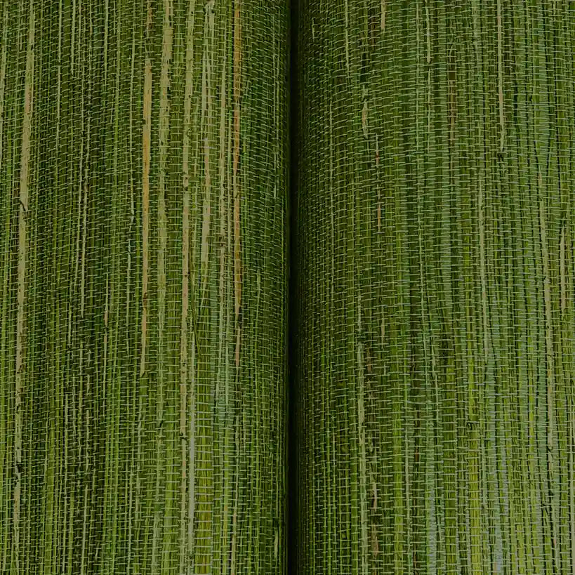 Close-up texture detail of York Wallcoverings' Multicolored Hemp wallpaper in rich Olive Green, showcasing its natural fibers.