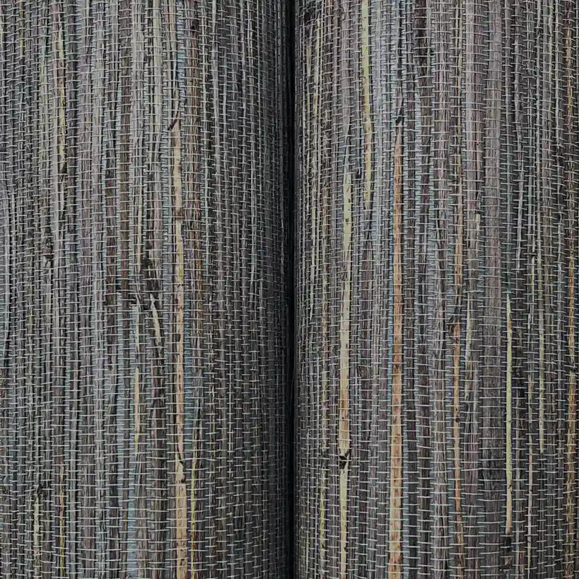 Close-up texture detail of York Wallcoverings' Multicolored Hemp wallpaper in Brown and Grey, showcasing its natural fiber weave.
