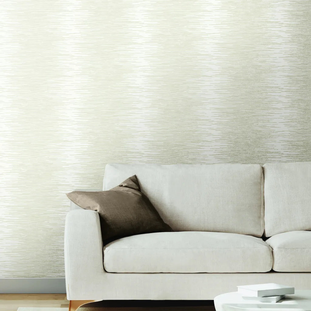 Elegant living room showcasing York Wallcoverings' 'Operetta' wallpaper in Warm Ivory, creating a serene and stylish space.