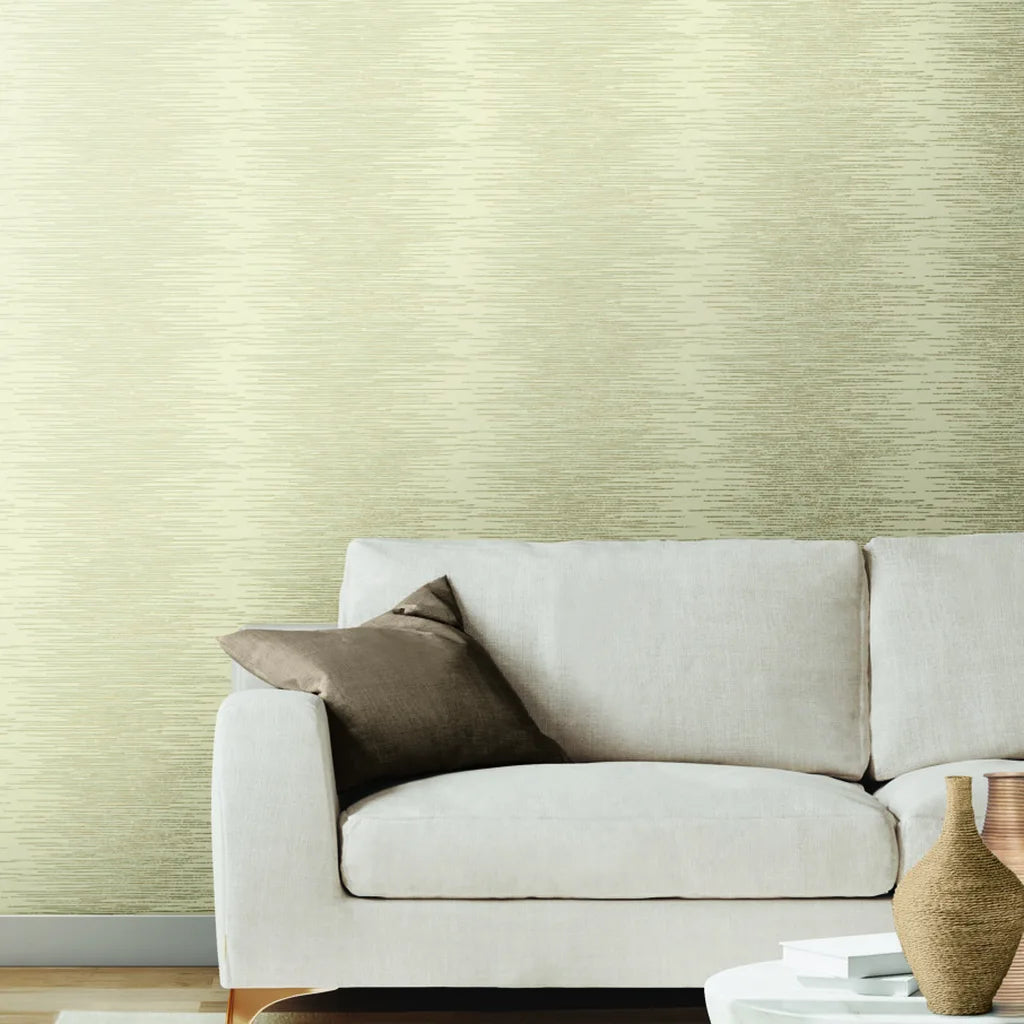 Living room photo featuring Operetta wallpaper in Warm Ivory by York Wallcoverings.