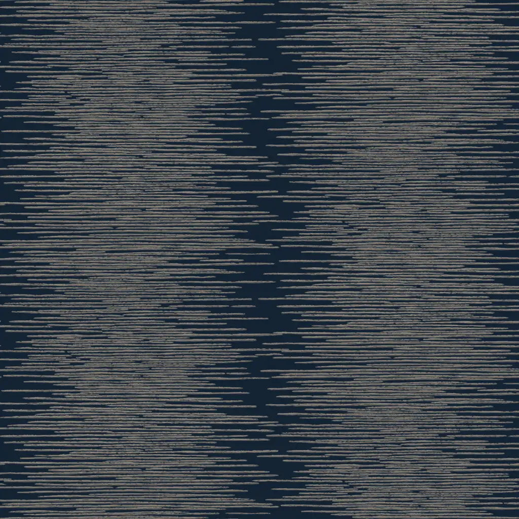 Operetta wallpaper pattern swatch in Navy Blue and Taupe by York Wallcoverings (SKU VR1503).