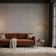 Living Room - Light Greige 'Painted Hemp' wallpaper by York Wallcoverings creates a calm and stylish living space.