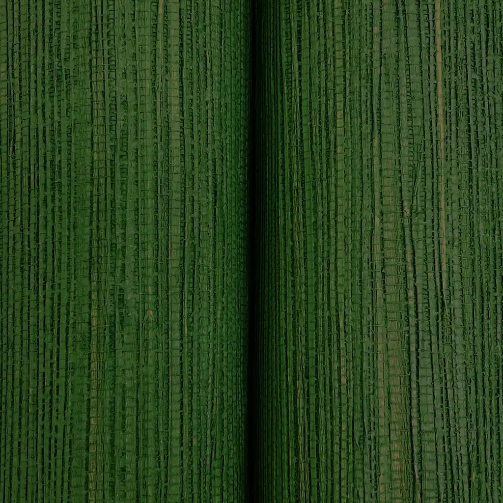Close-up of York Wallcoverings' Forest Green "Painted Hemp" wallpaper, revealing its rich, natural fiber texture.