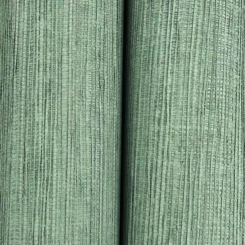 Close-up texture detail of York Wallcoverings' Green-Grey Painted Hemp wallpaper, highlighting its unique woven pattern.